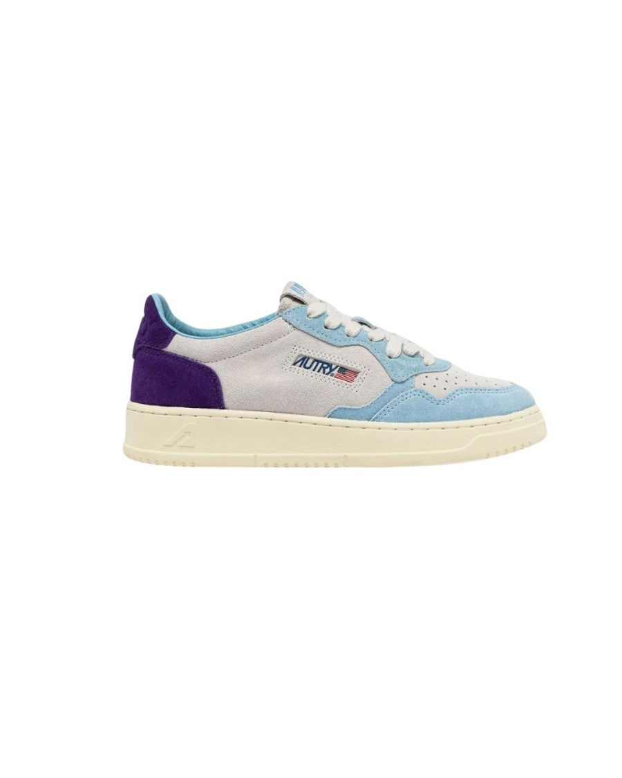 Autry Tri-Color Suede Medalist Low-Top Sneakers