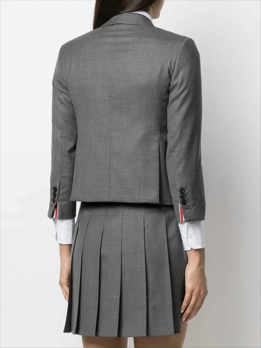 Thom Browne Tailored Grey Wool Blazer With Notched Lapel