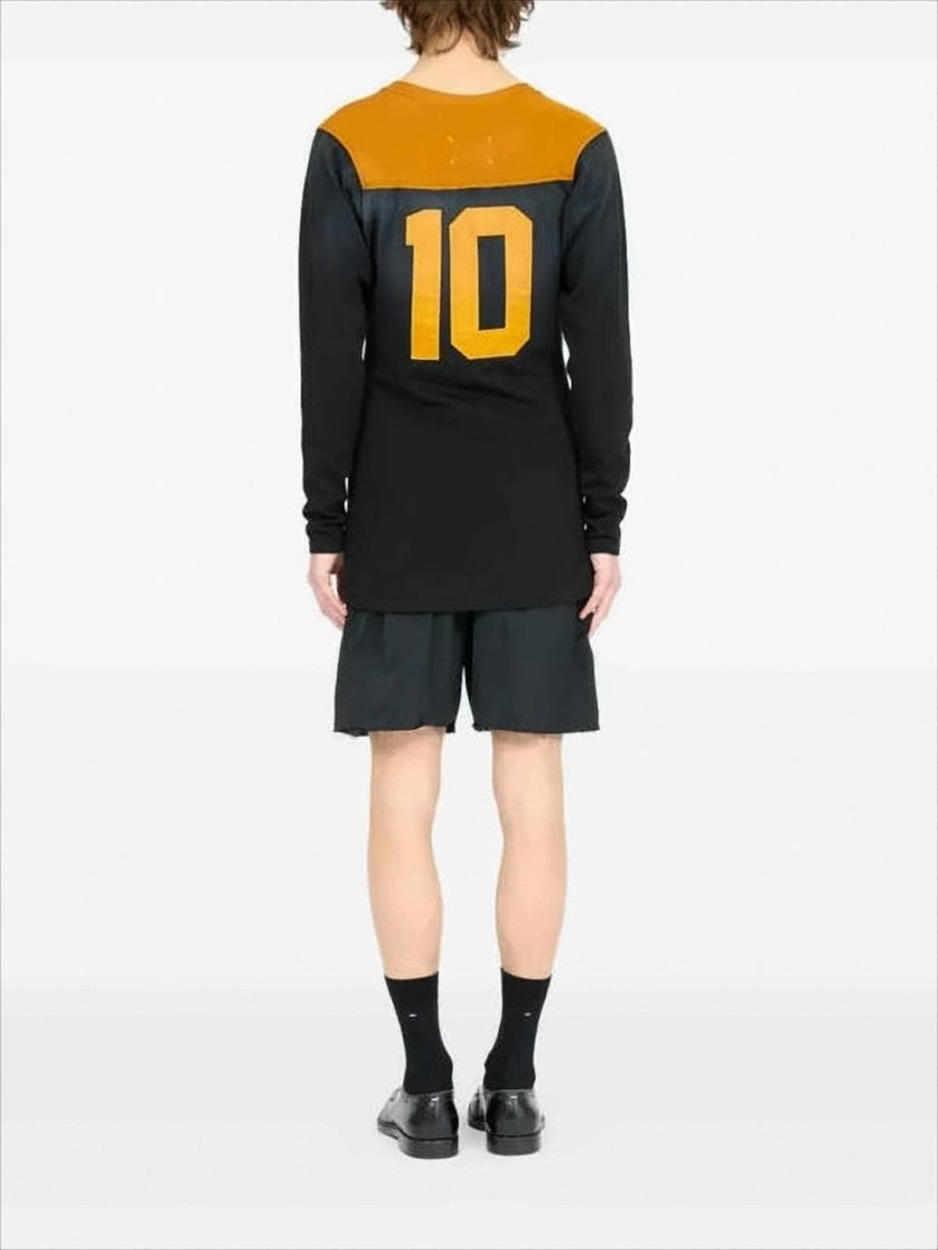 Maison Margiela Long-Sleeve Black Shirt With Orange Accents