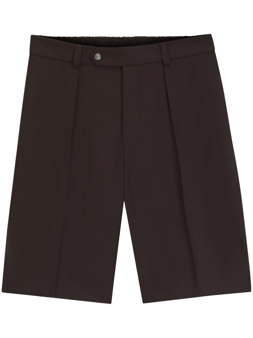 Boss Tailored Brown Shorts With Flat Front