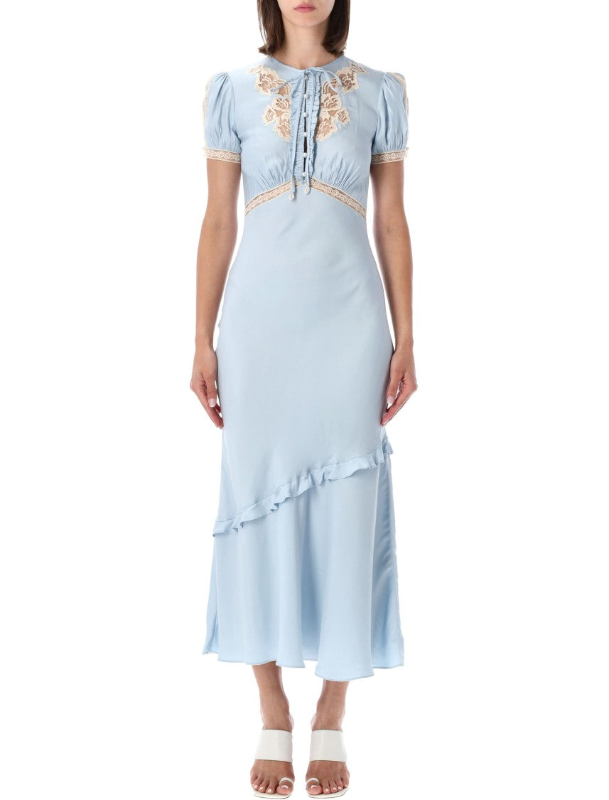 Self-Portrait Light Blue Lace Midi Dress