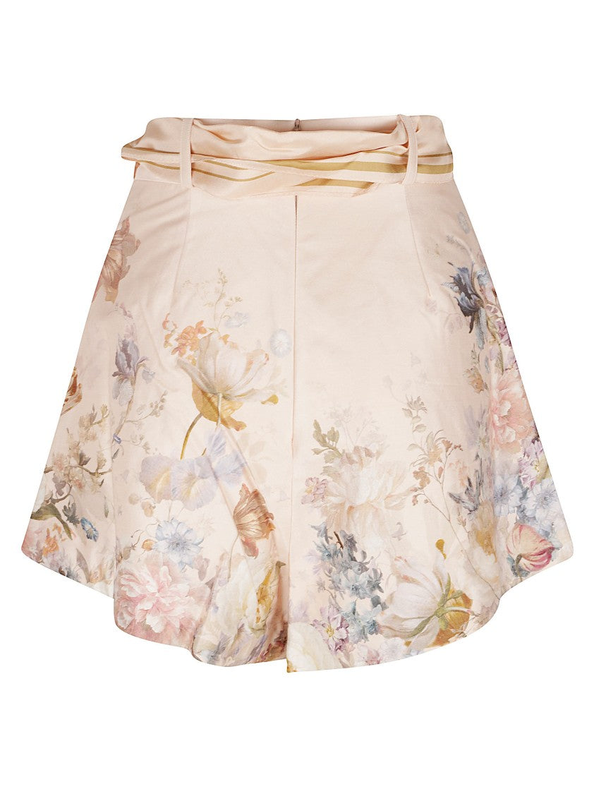 Zimmermann High-Waisted Floral Print Shorts With Bow Detail