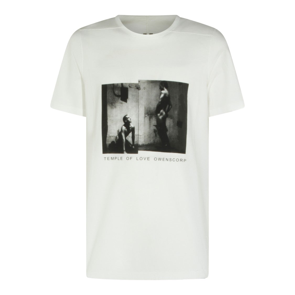 Drkshdw By Rick Owens White Cotton T-Shirt With Photographic Print And Crew Neck Design