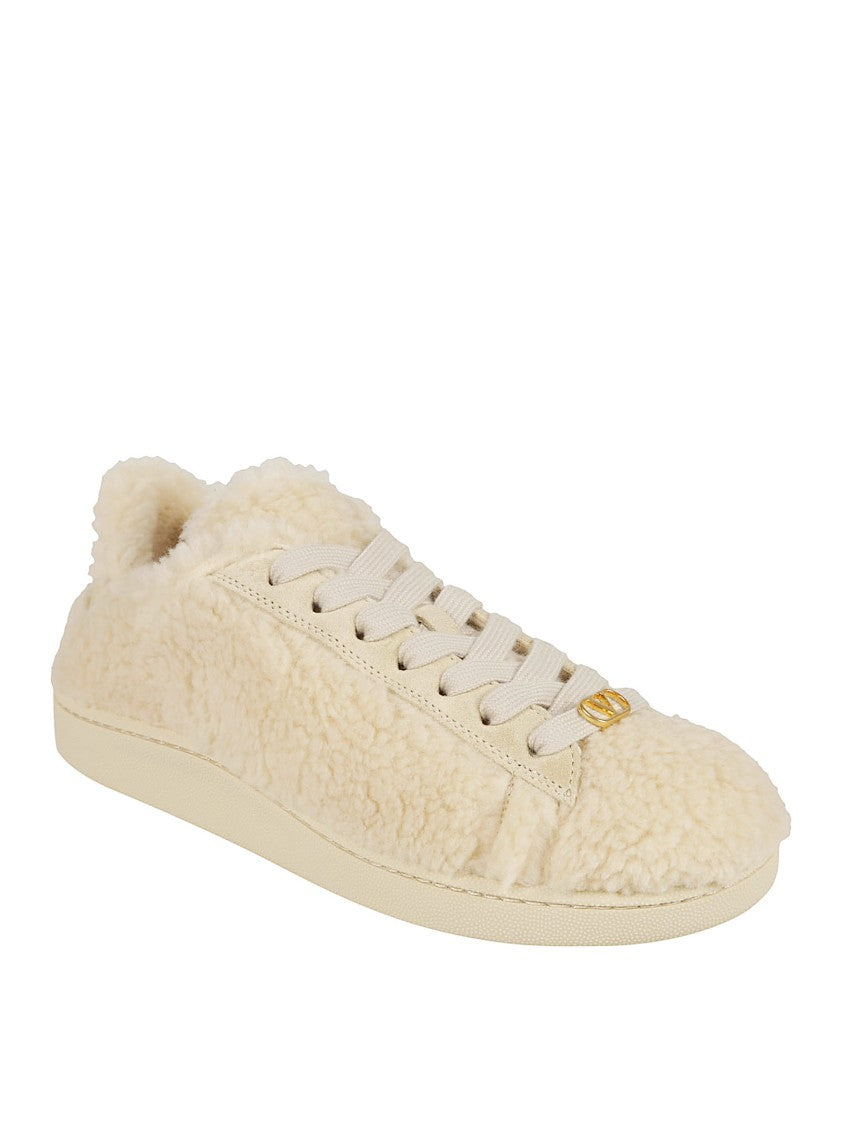 Valentino Garavani Low-Top Sneakers In Shearling-Effect Wool