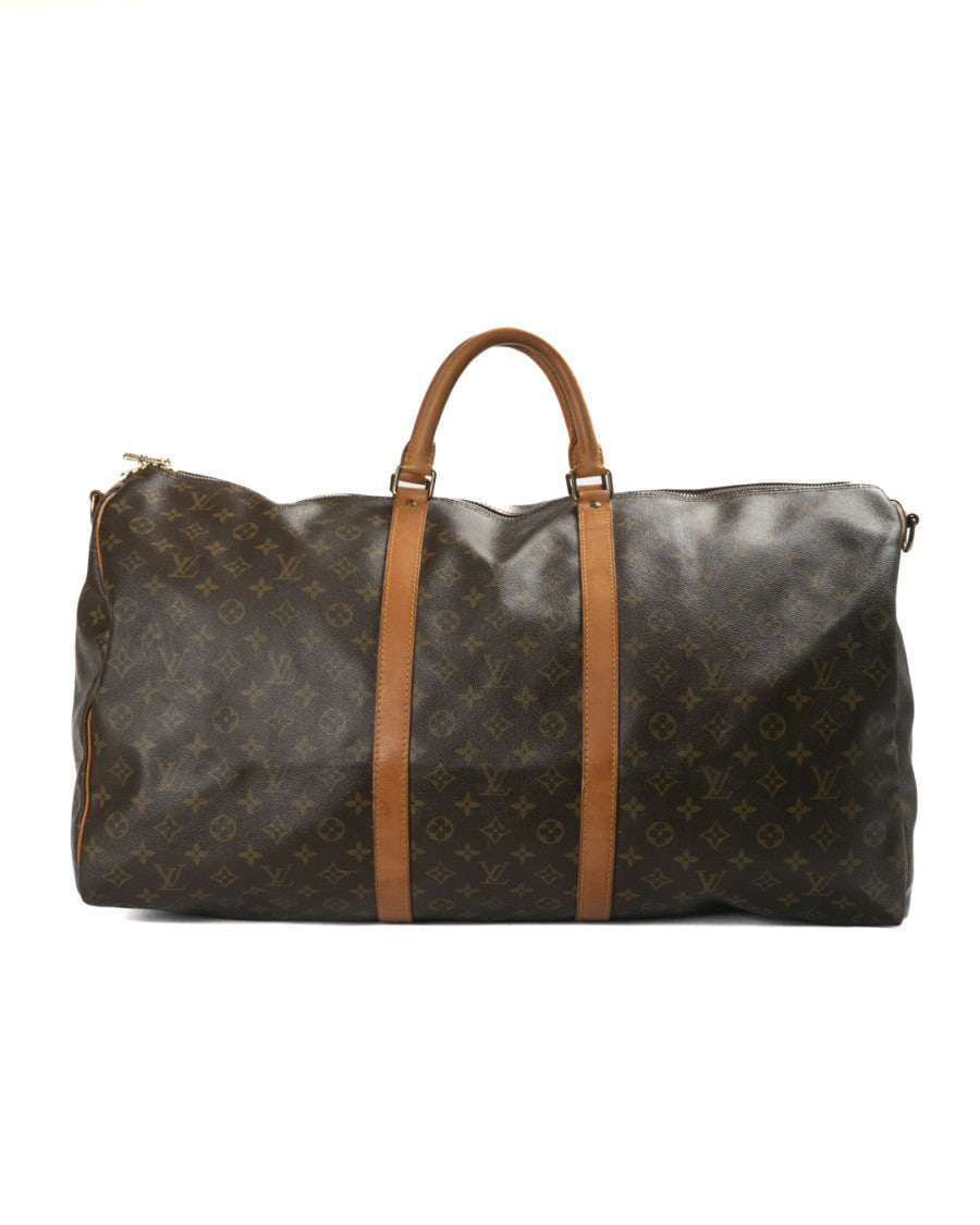 Louis Vuitton Brown Canvas Keepall Bandouliere 60 Duffle Bag