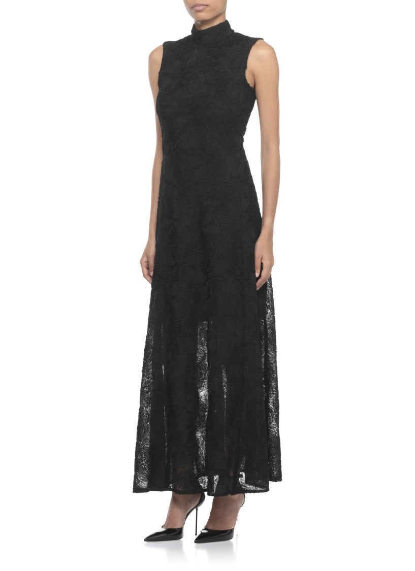 Rotate Tulle Dress With All-Over Rose Details And Flared Hem