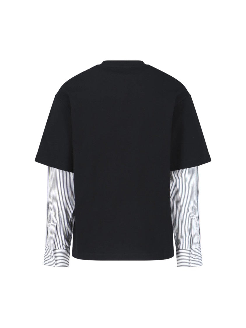 Jil Sander Black Layered Striped Long-Sleeve T-Shirt
