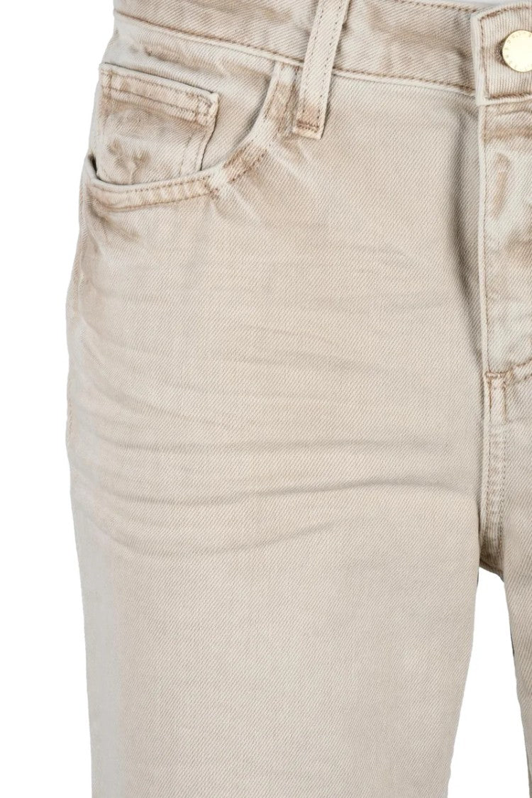 L'agence Beige Structured Cotton Jeans