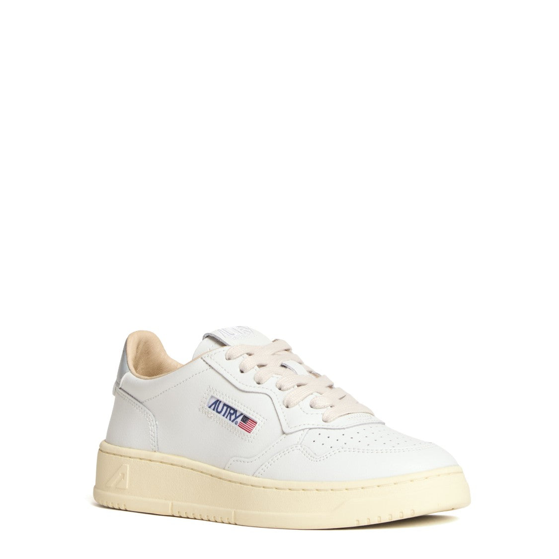 Autry White Silver Leather Medalist Low Sneakers