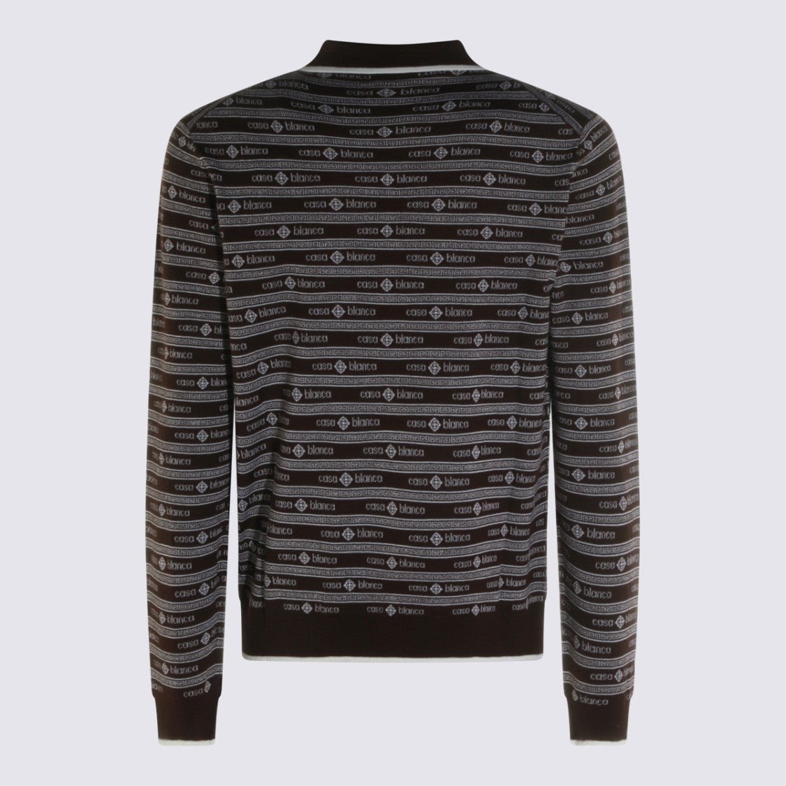 Casablanca Classic Geometric Patterned Sweater With Polo Collar And Gold-Tone Accents
