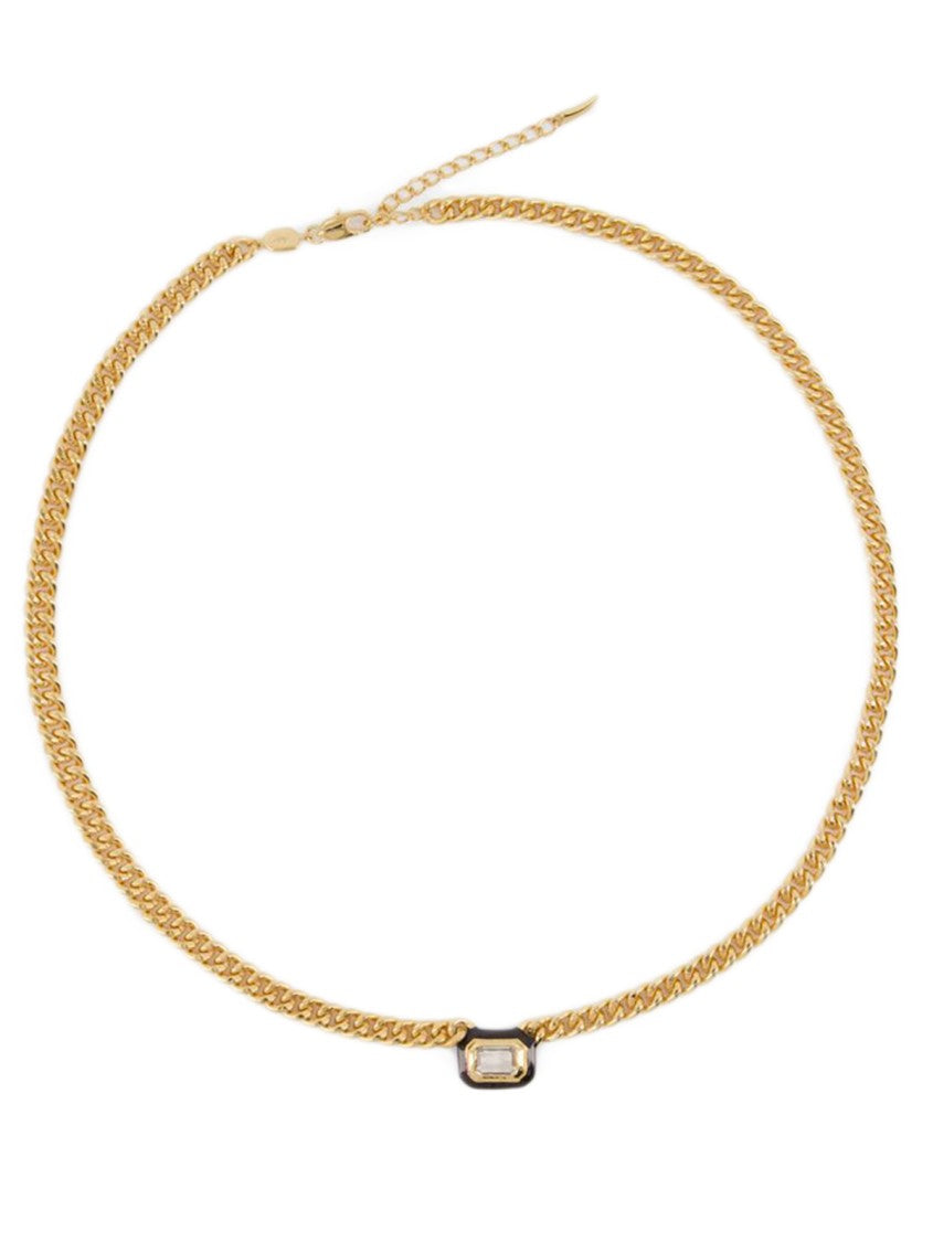 Missoma Black Stone And Enamel Necklace - Gold - Metal