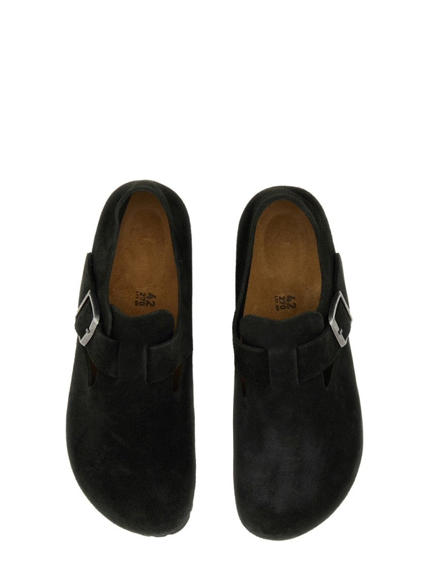 Birkenstock Suede Slip-On Sabot With Adjustable Buckle Strap