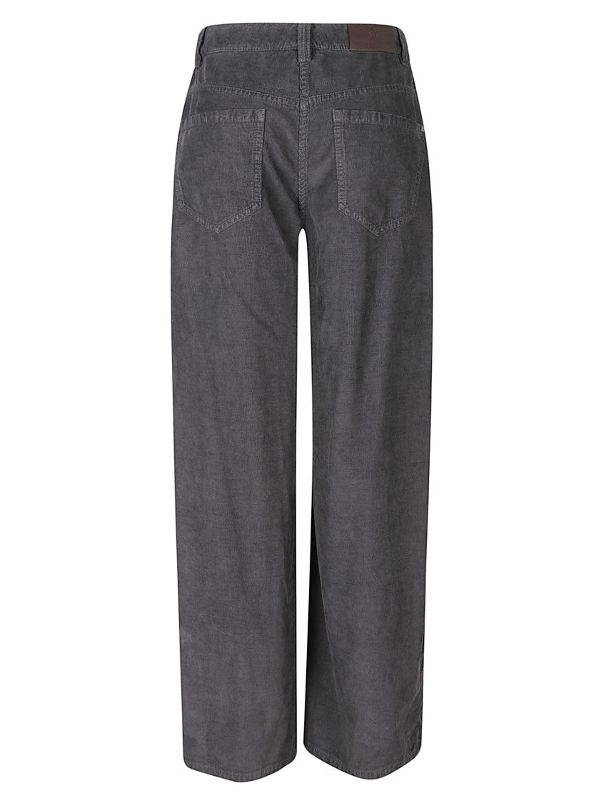 Brunello Cucinelli Relaxed Wide-Leg Trousers With Textured Fabric And Five-Pocket Design