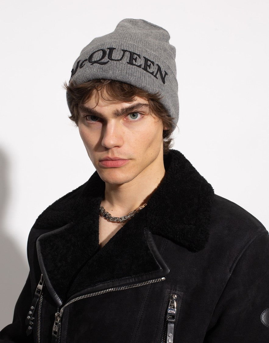 Alexander Mcqueen Logo Embroidered Cashmere Beanie
