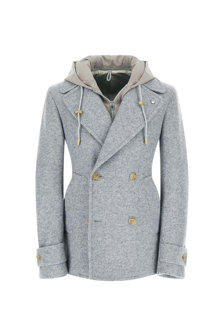 L.B.M. 1911 Light Grey Peacoat With Hood