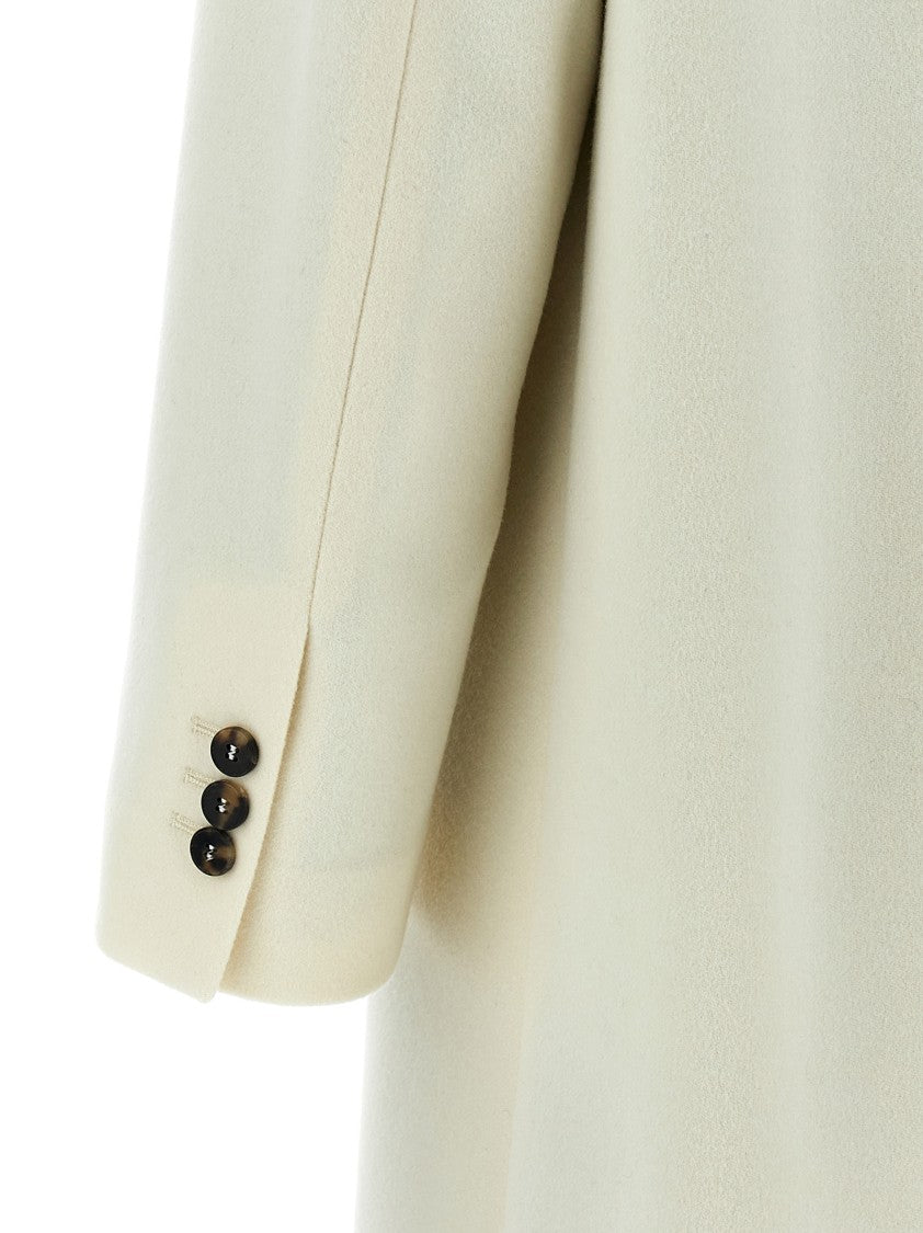 Alberto Biani Double-Breasted Wool Coat With Peak Lapels