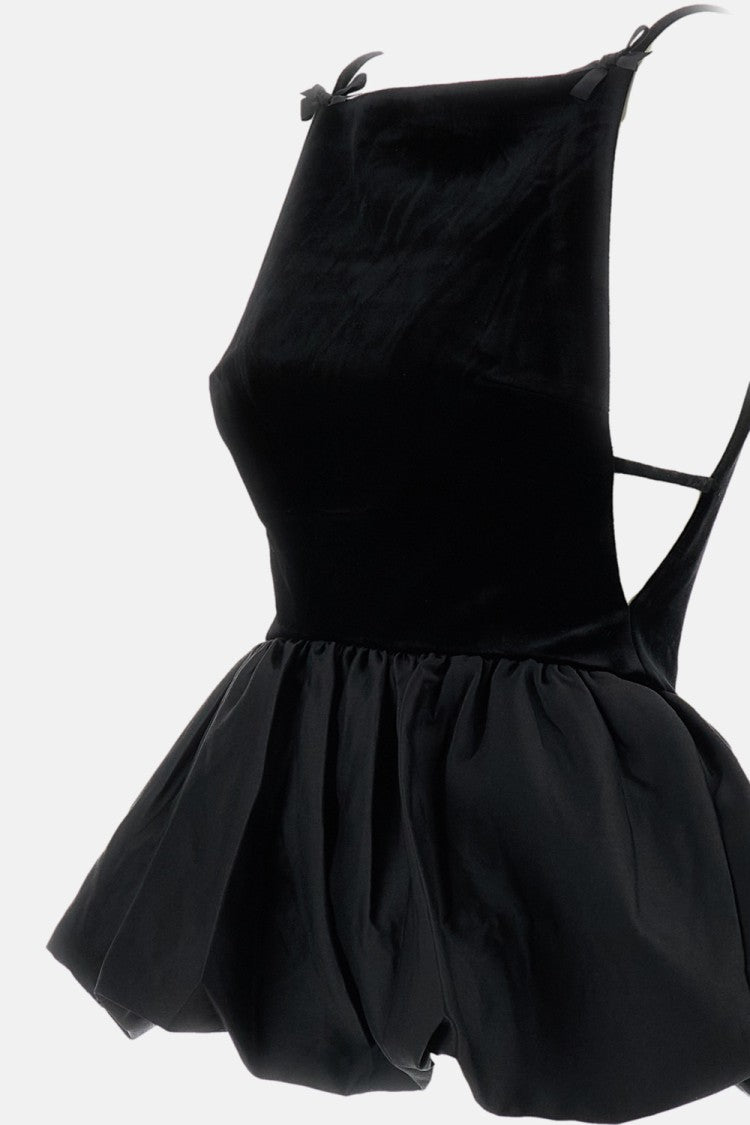 Self-Portrait Black Velvet Bow Strap Peplum Tank Top
