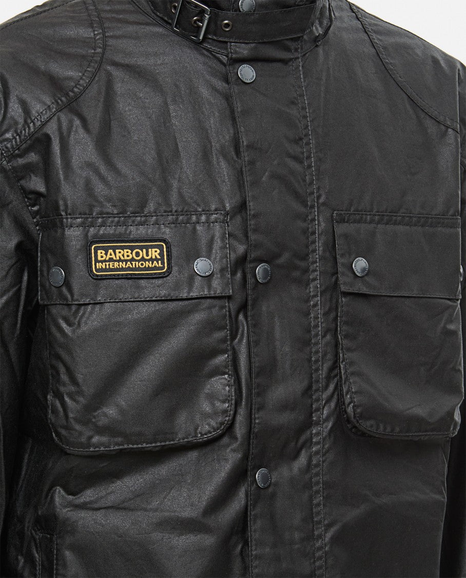 Barbour Functional Black Jacket With Press Button
