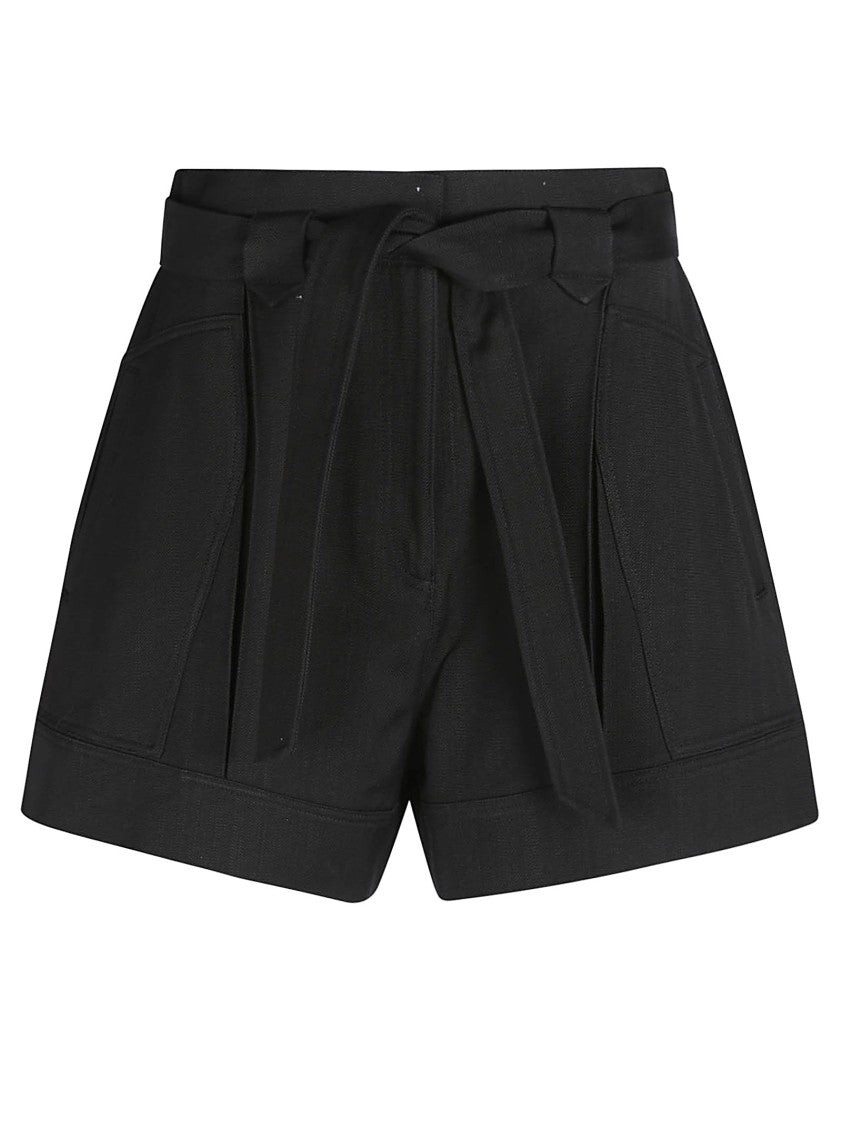 Iro Tailored Black High-Waisted Shorts With Self-Tie Belt
