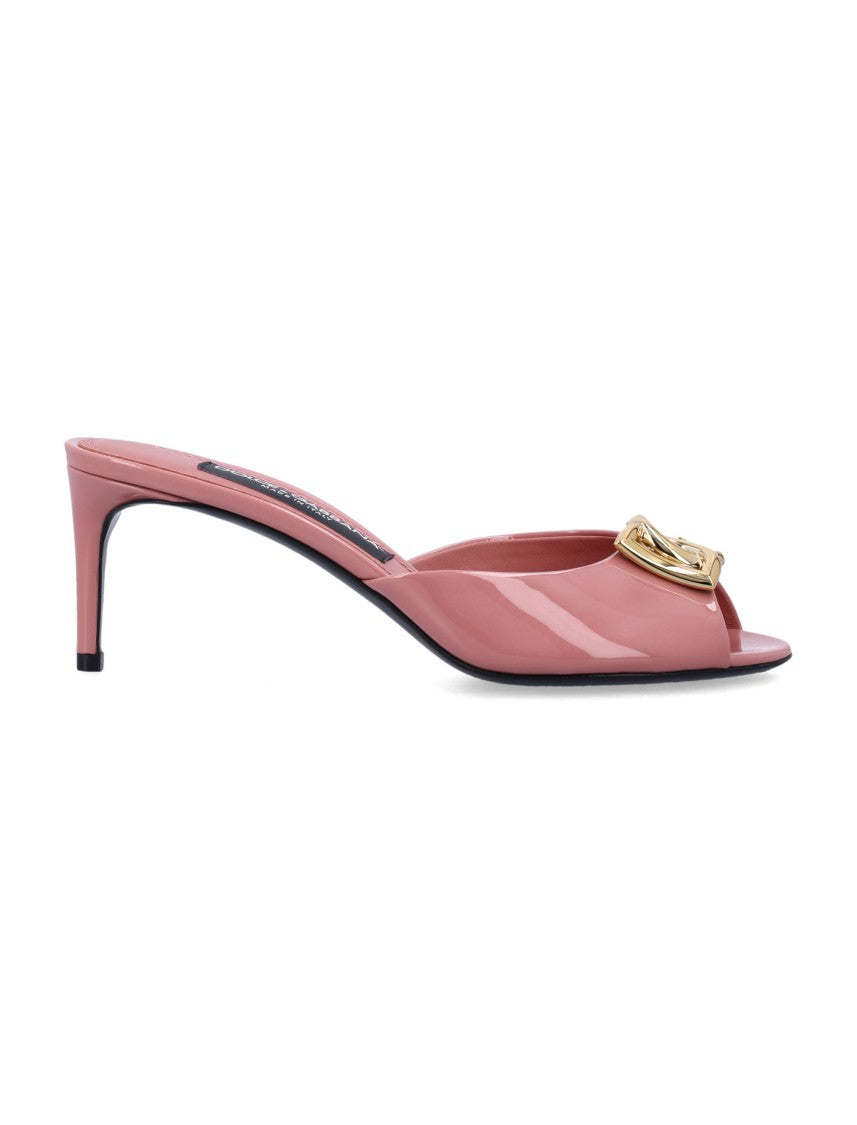 Dolce & Gabbana Polished Pink Mules With Round Open Toe