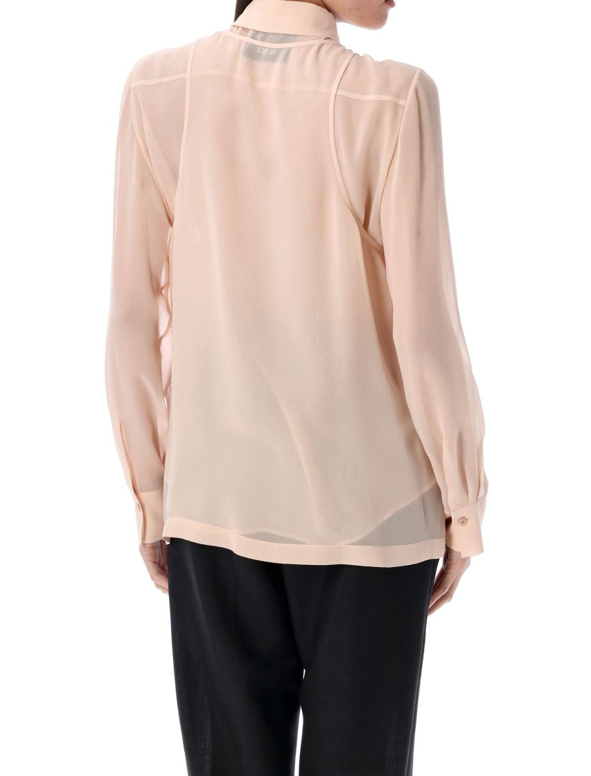 Fendi Double Layer Shirt With Embroidered Top