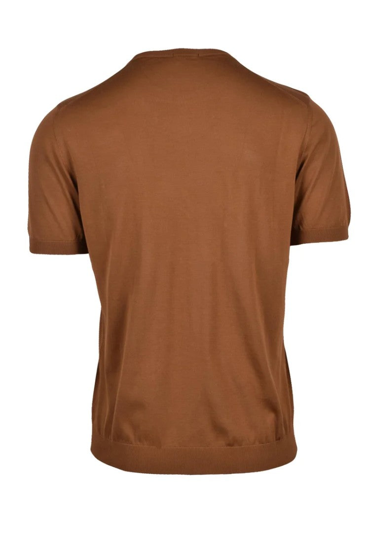 Drumohr Cotton Crew Neck Top - Brown