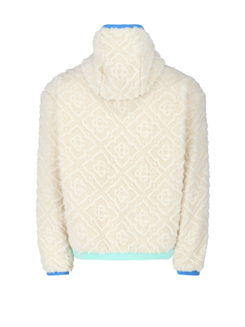 Casablanca Jacquard "Monogram" Fleece Jacket – White And Blue