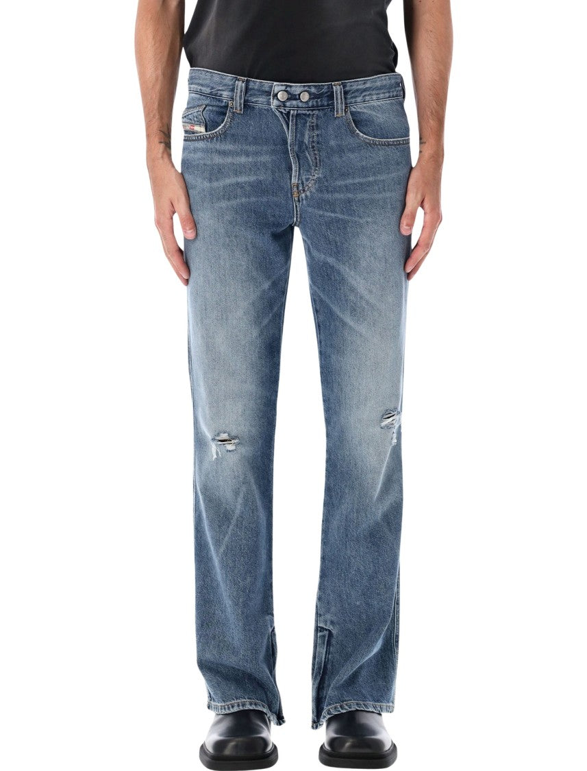 Diesel Blue Wash Split Hem Relaxed Jeans