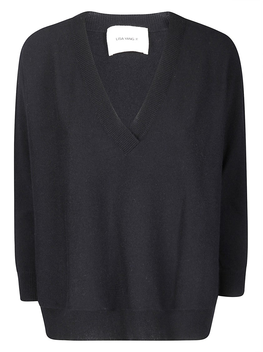 Lisa Yang Lightweight Cashmere Sweater With Contrast Trim And Oversized Fit