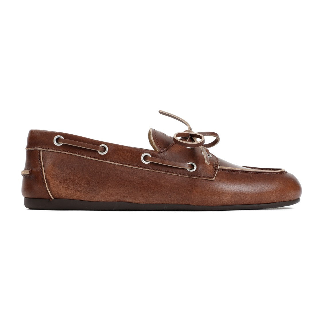Miu Miu Brown Burnt Calf Leather Loafers