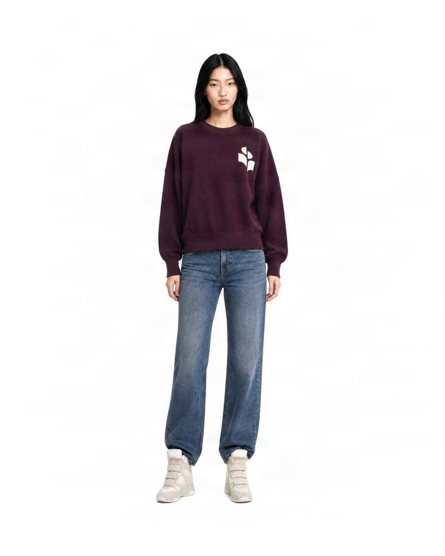Isabel Marant Étoile Chocolate Long-Sleeve Sweater With Embroidered Logo And Ribbed Edges