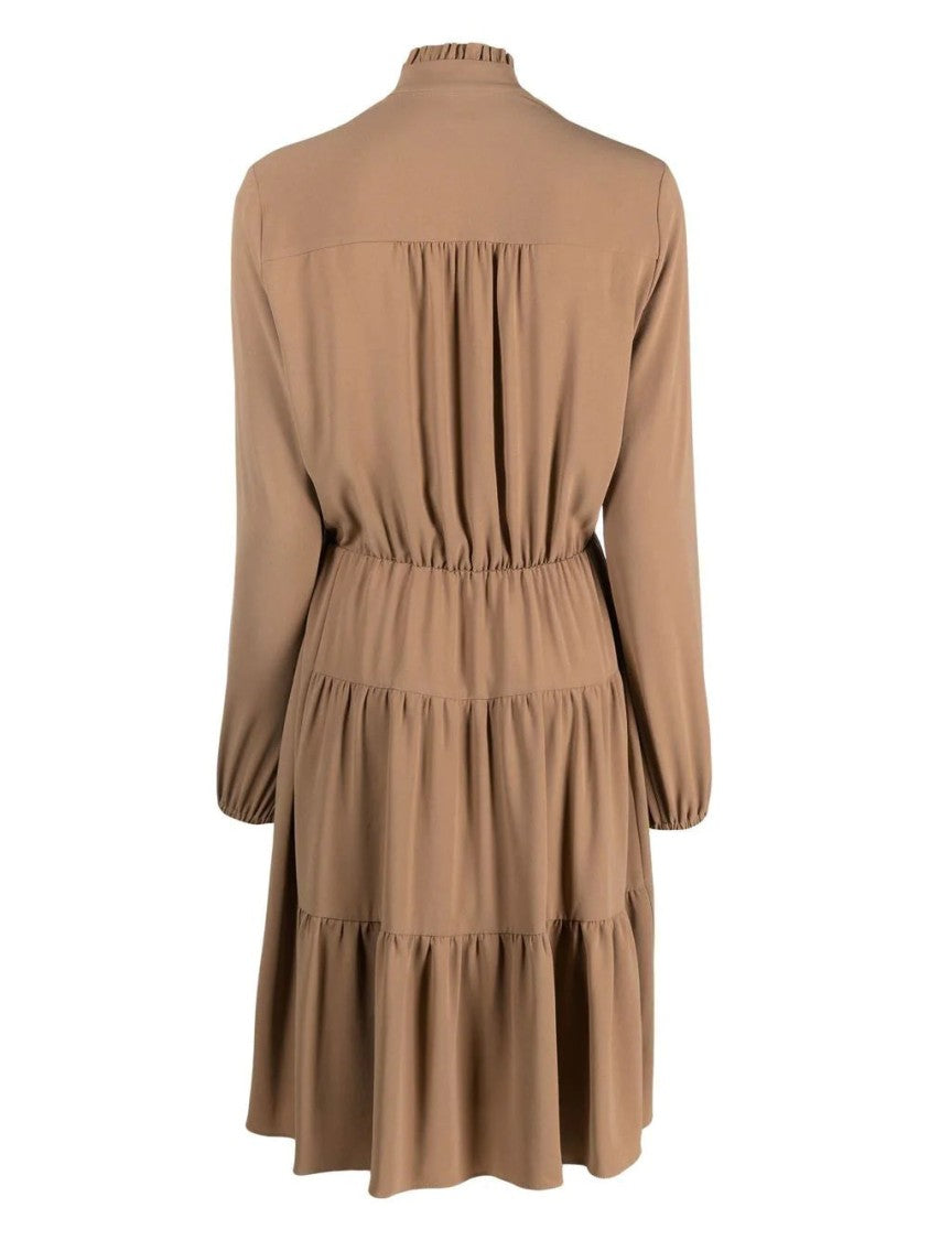 Eleventy Tiered Flounce Midi Dress With Ruffled Neckline