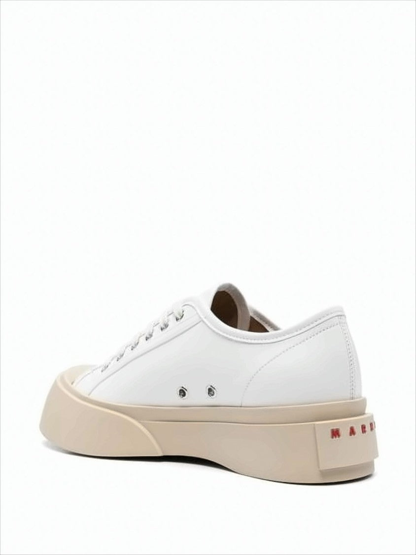 Marni Low-Top Sneakers With Smooth White Leather And Elevated Sole
