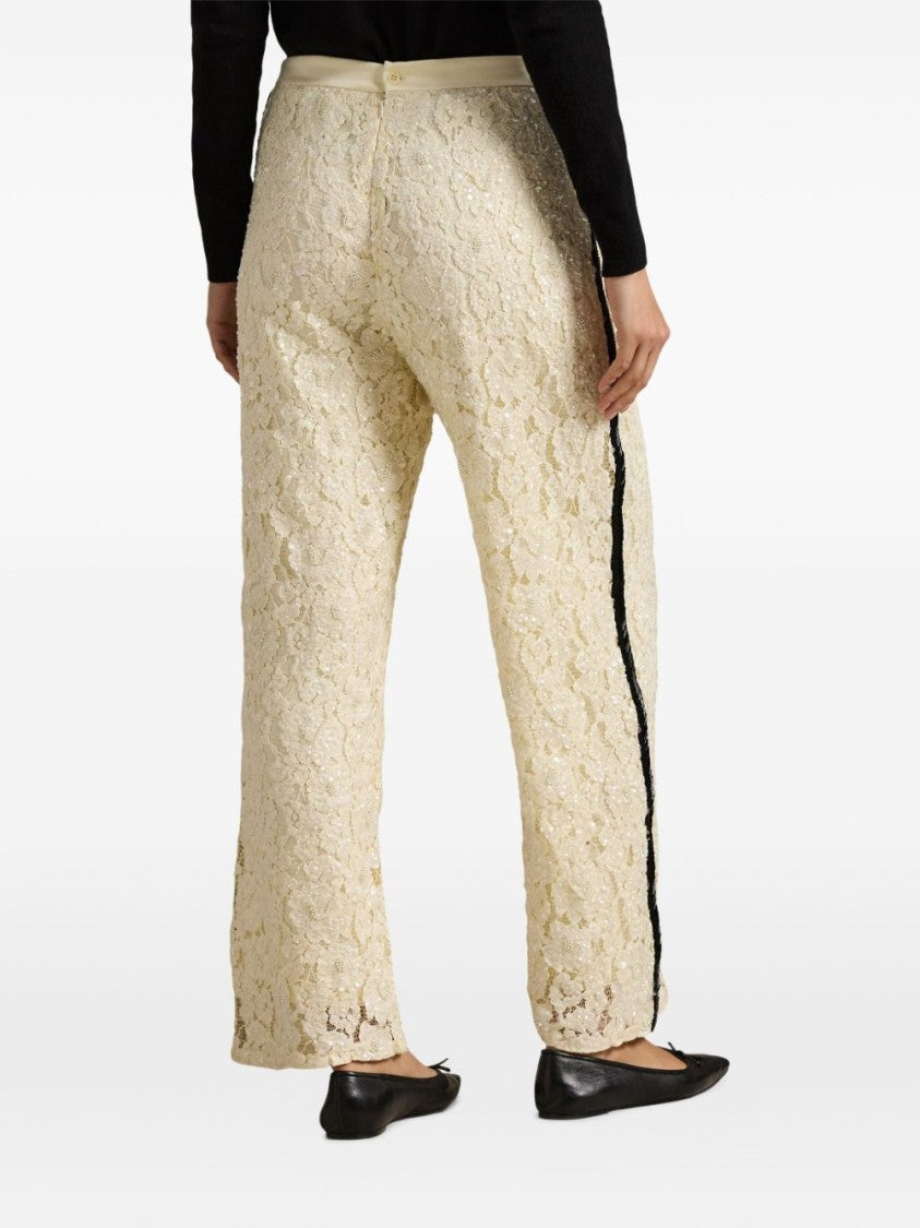 Polo Ralph Lauren Wide-Leg Floral Lace Trousers