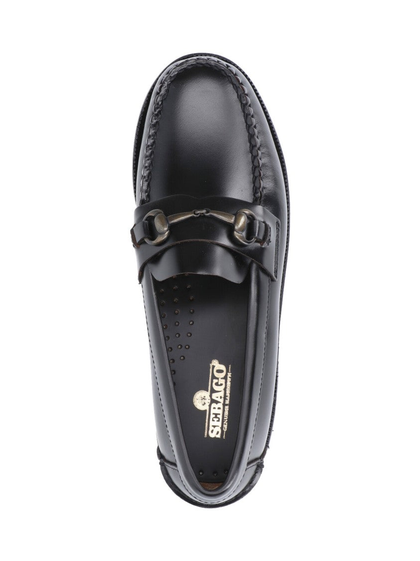 Sebago Moccasin-Style Black Leather Flats