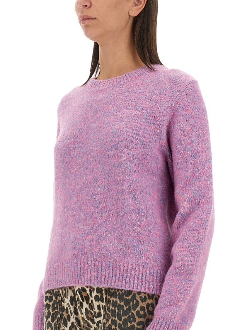 Ganni Knitted Sweater With Crew Neckline And Ribbed Cuffs
