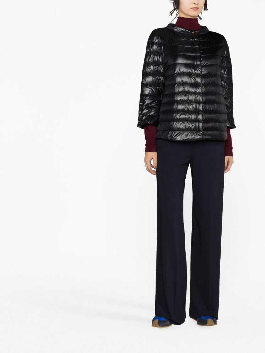 Herno Quilted Black Coat With High Collar