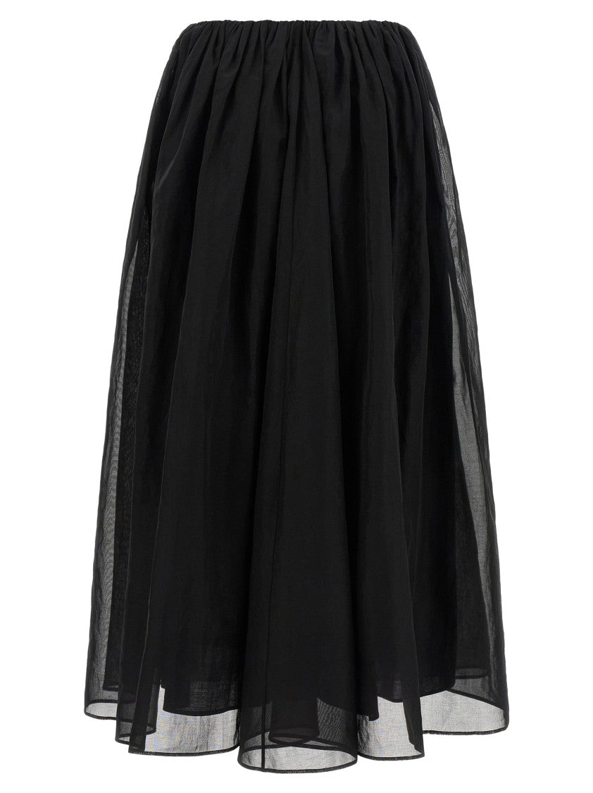 Brunello Cucinelli Long Skirt In Semi-Transparent Cotton Organza