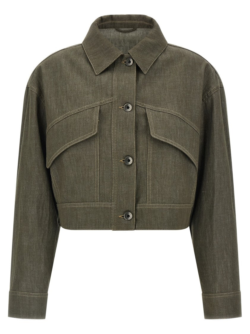 Brunello Cucinelli Cotton Denim Effect Twill Cropped Jacket