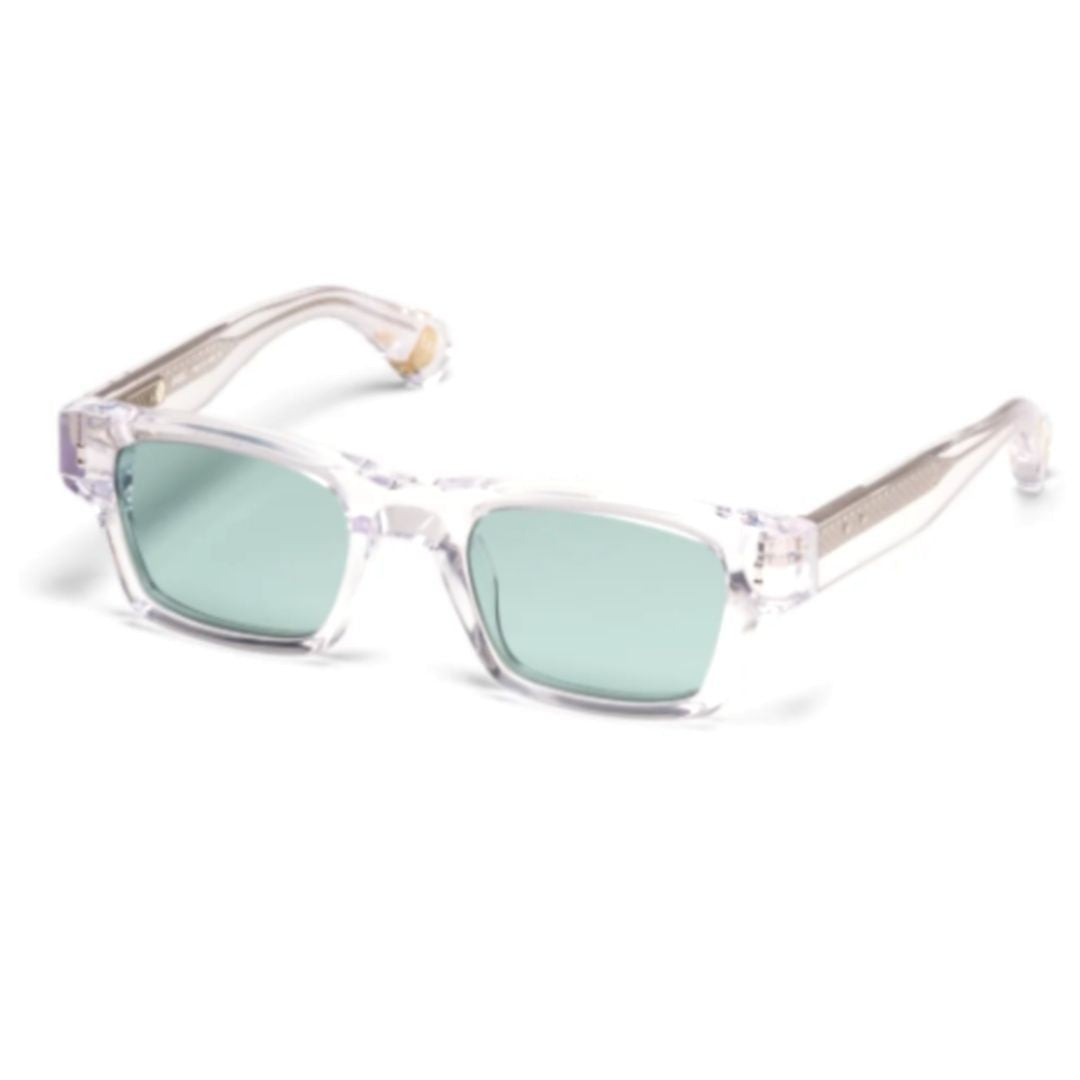 Peter And May Amy Transparent Acetate Sunglasses With Soft Green Lenses