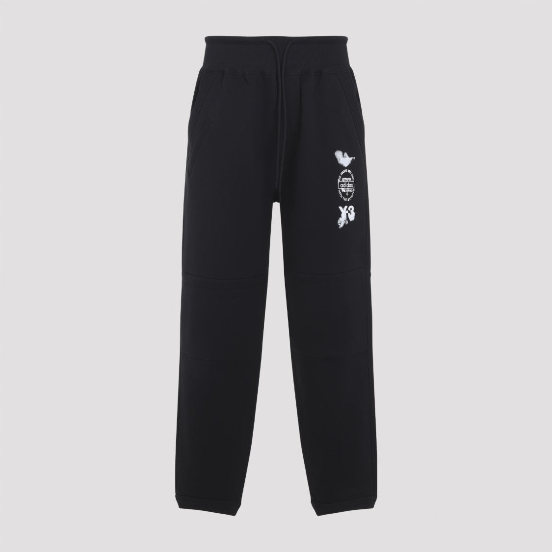 Y-3 Black Cotton Sweatpants With Graphic Logos