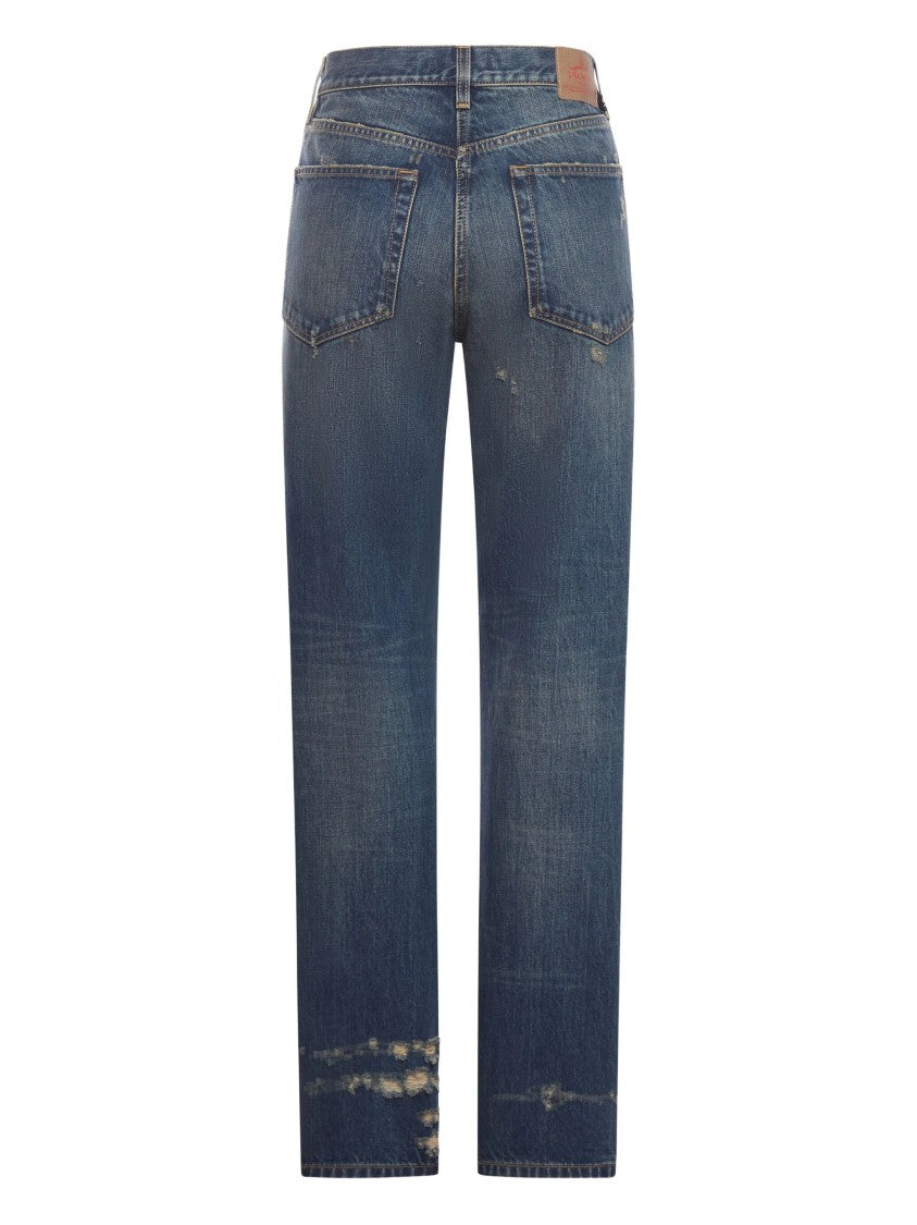 Prada Medium Blue Vintage-Wash Straight-Leg Jeans