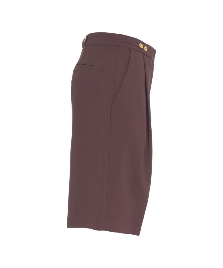 Elisabetta Franchi Burgundy Tailored Bermuda Shorts