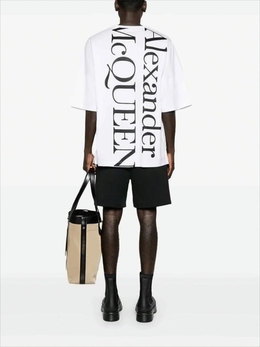 Alexander Mcqueen Relaxed Fit White Cotton T-Shirt With Bold Logo