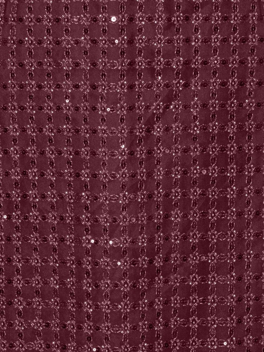 Rotate Floor-Length Burgundy Strapless Evening Dress With Sequined Detailing