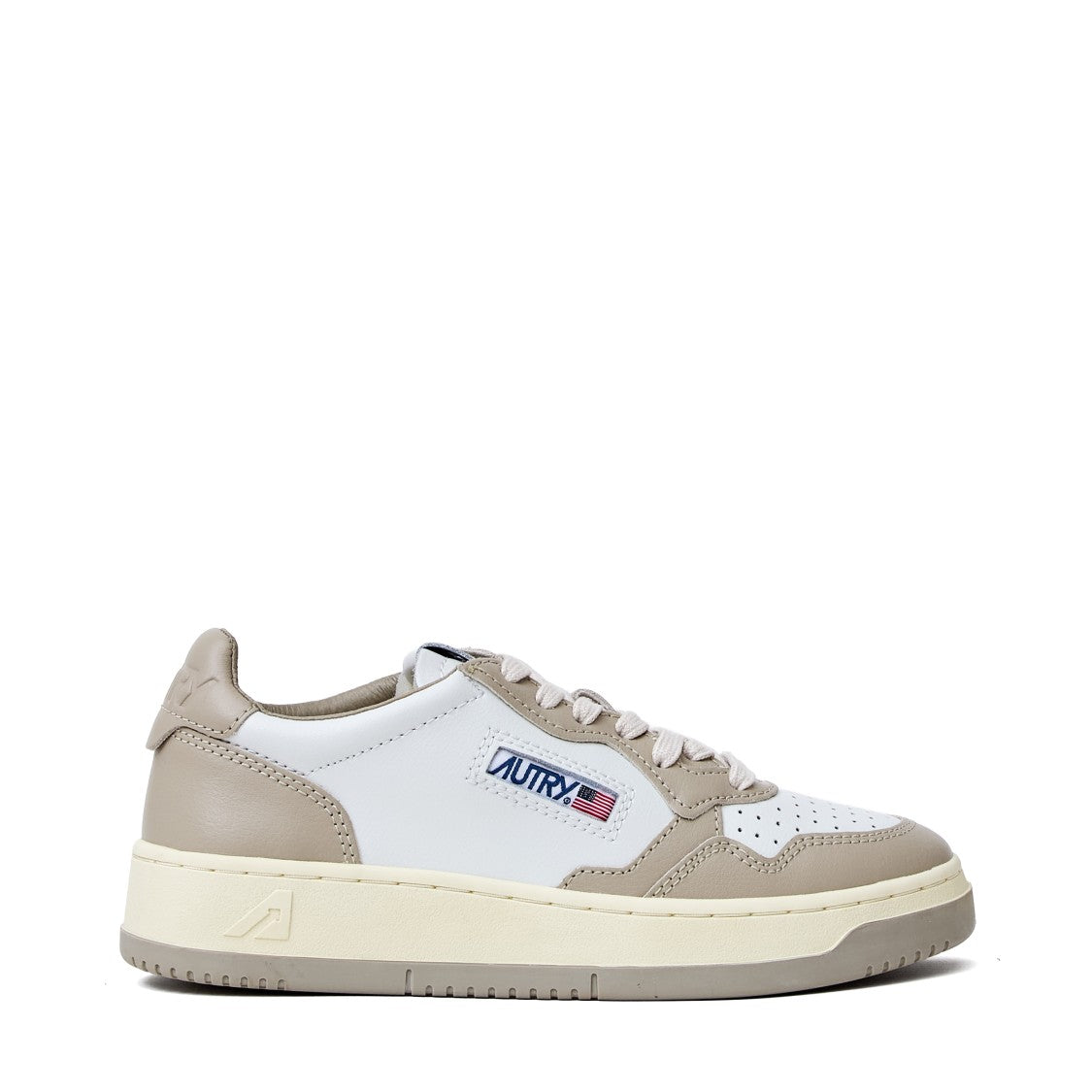 Autry White Feather Gray Medalist Low Leather Sneakers