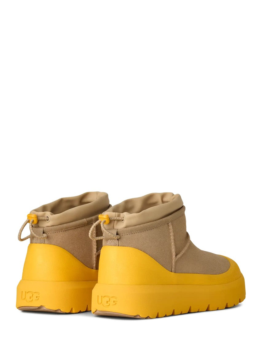 Ugg Low-Cut Brown Leather Boots With Textured Sole