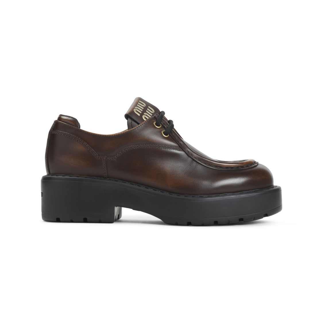 Miu Miu Laced Brown Calf Leather Shoes
