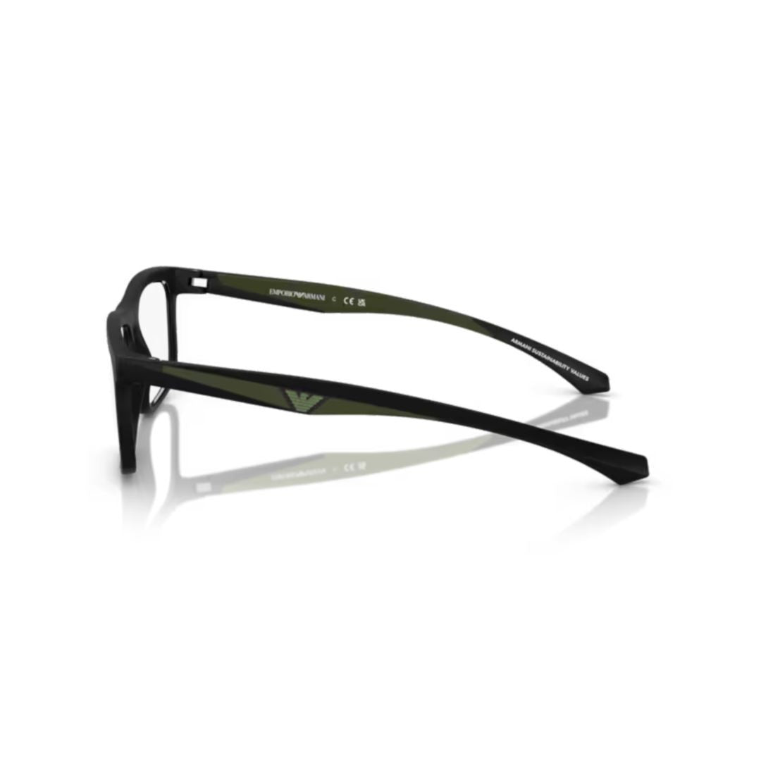 Emporio Armani 0Ea3246 Rectangular Eyeglass Frames With Dark Green Accents