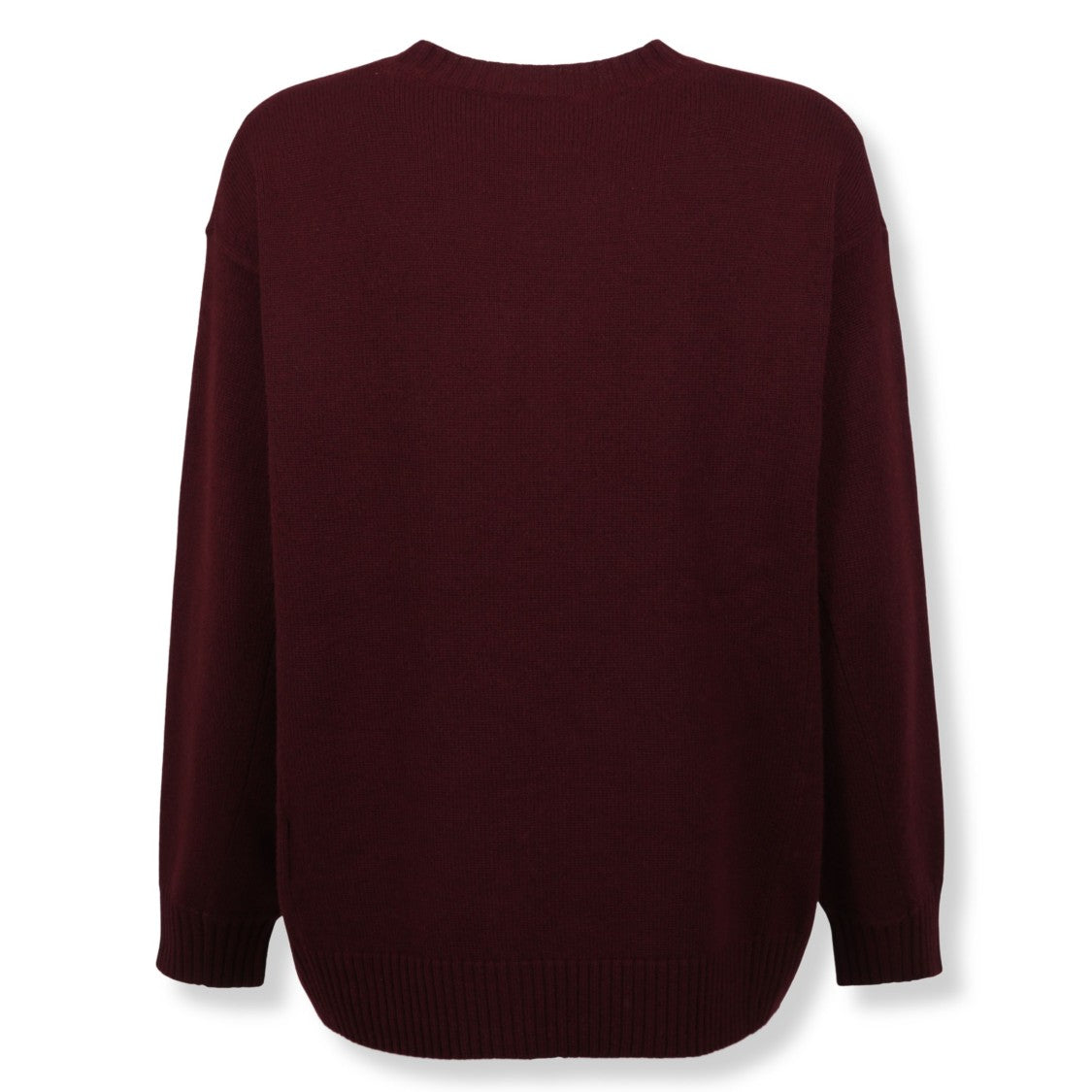 Max Mara Burgundy Oversized Knit Pullover With Embroidered Detail